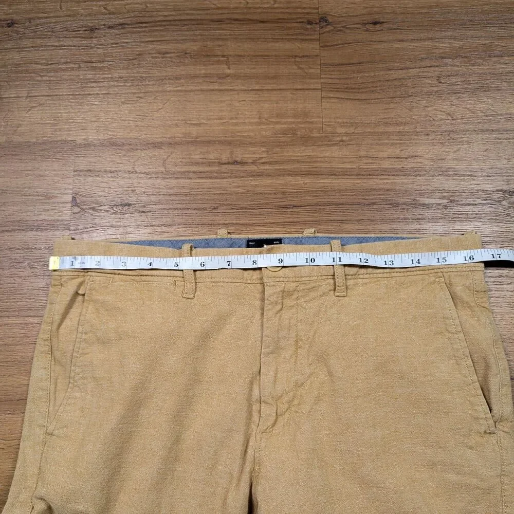 J Crew 770 Straight Chino Pants Mens 32x34(32) Beige Linen Blend Preppy Office